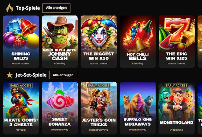 JetSetSpins Casino Startseite games